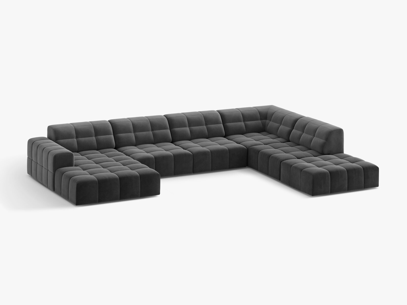 Micadoni Panorama Ecksofa Jennifer 7-Sitzer Rechts Samt Venus Grau