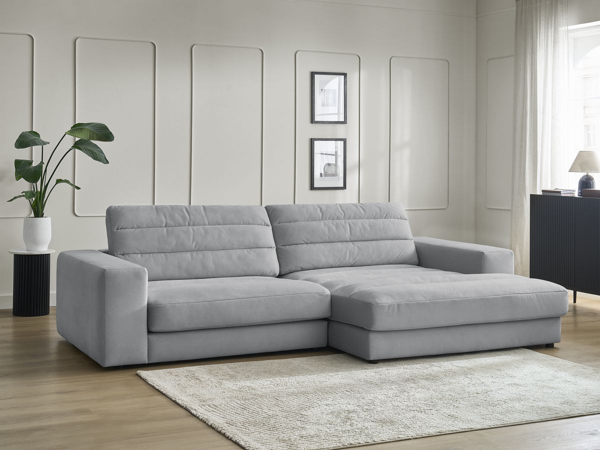 Bobochic Sierra Ecksofa Samt Hellgrau Ecke rechts