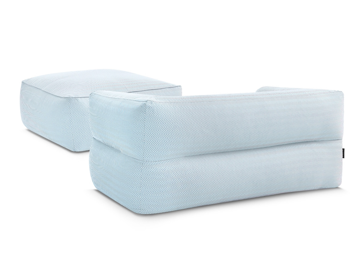 Bobochic Nour Gartensofa 3-Sitzer mit Pouf Stoff Hellblau