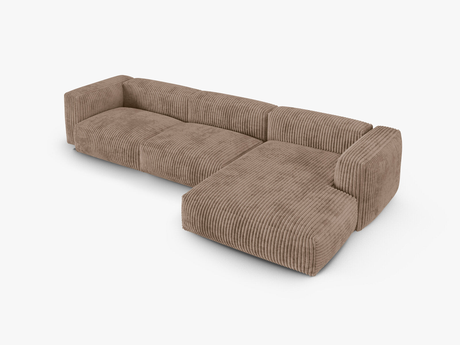 Micadoni Ecksofa Martina 3-Sitzer 90cm Sitztiefe Rechts Kord Tilia Eichel