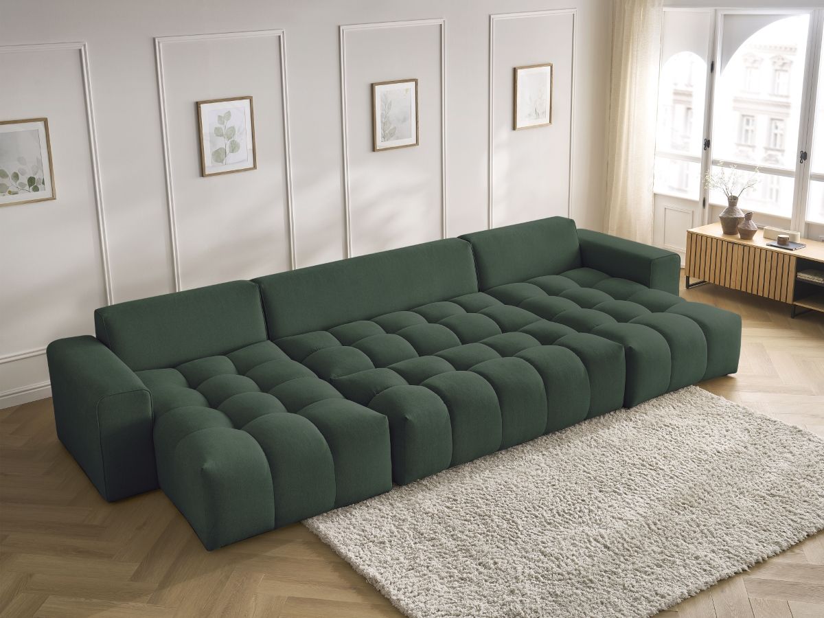 Bobochic Mont-blanc Wohnlandschaft mit Pouf Melange-Stoff Grün
