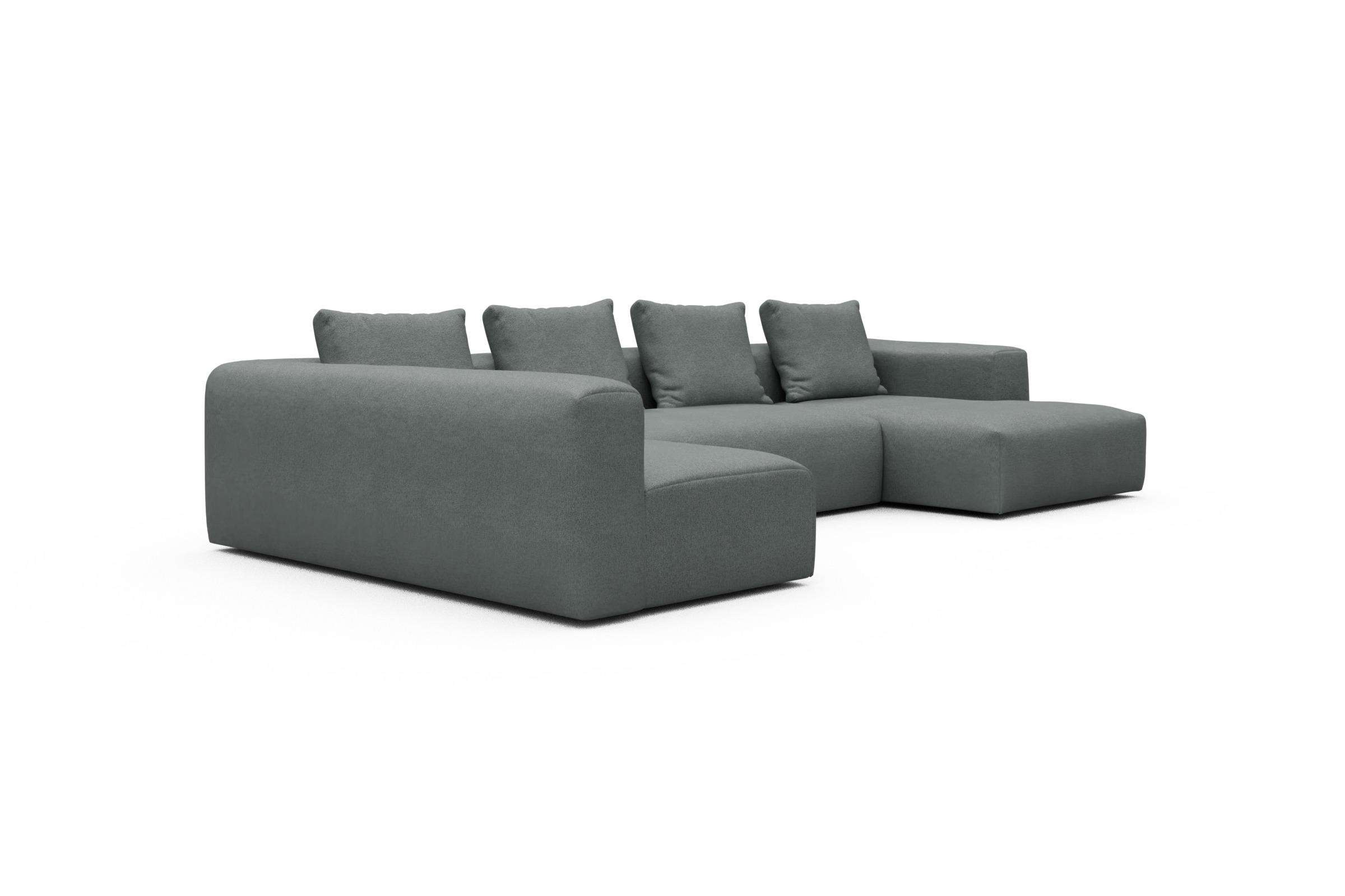 Wohnlandschaft Fred Chaiselongue rechts mit 2-Sitzer und lange Armlehne links Denari-Soft-Grey