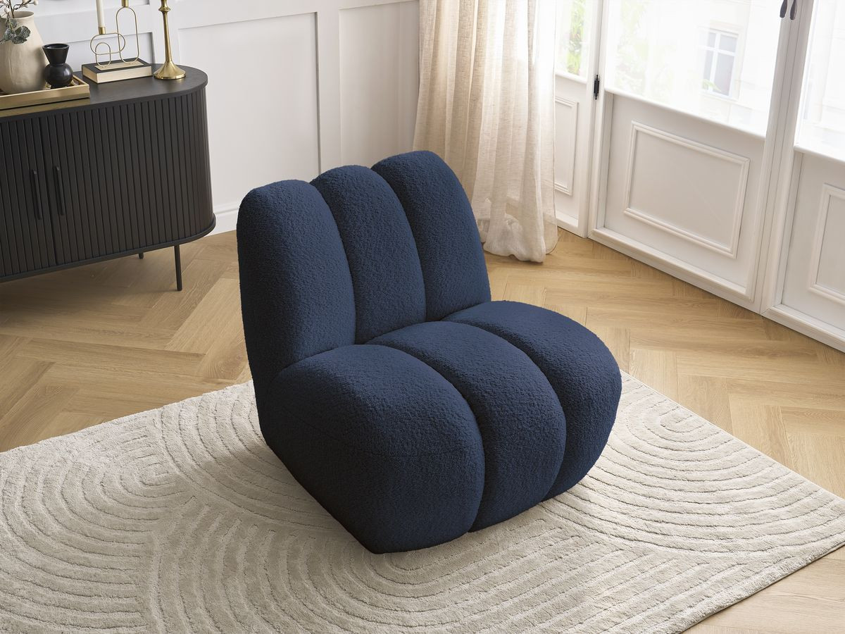 Bobochic Janissaire Sessel 81 × 90 cm Bouclé-Stoff Dunkelblau