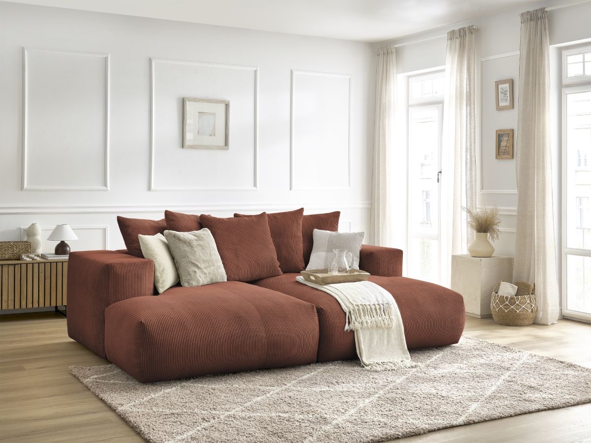 Bobochic Voltaire Sofa 4-Sitzer 248 × 170 cm Cordsamt Orange