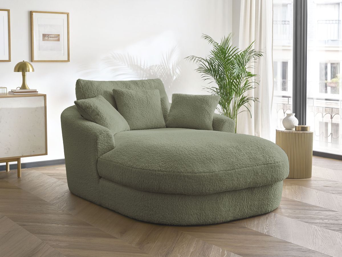 Bobochic Belem Méridienne-Modul Bouclé-Stoff Grün