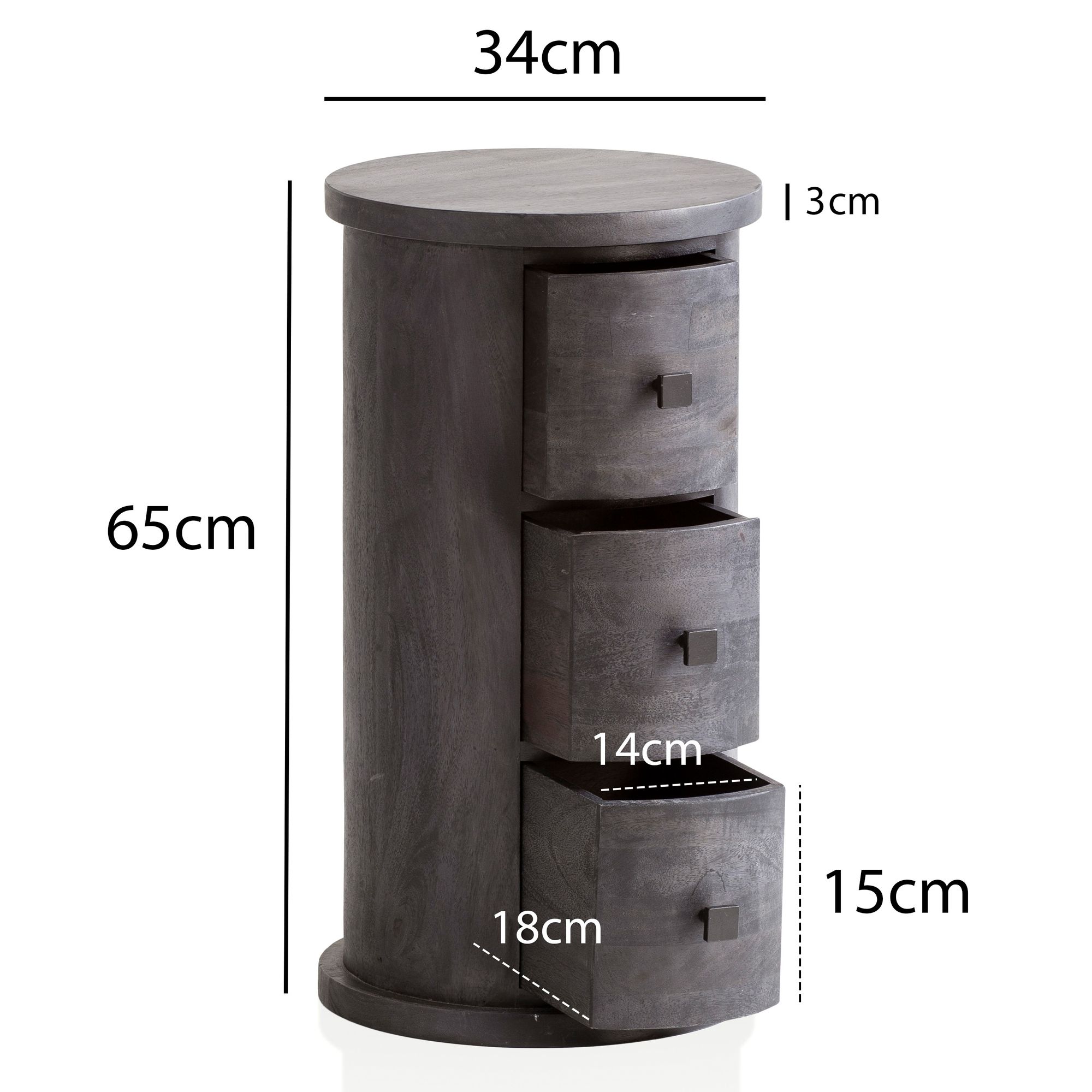 Sideboard Grimsey Mango Massivholz Schwarz Höhe 65 cm
