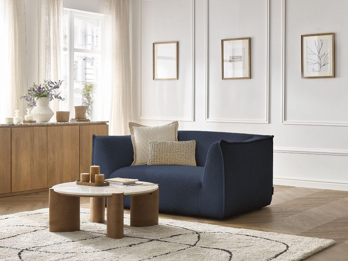 Bobochic Giorgia Sofa 2-Sitzer Bouclé-Stoff Dunkelblau