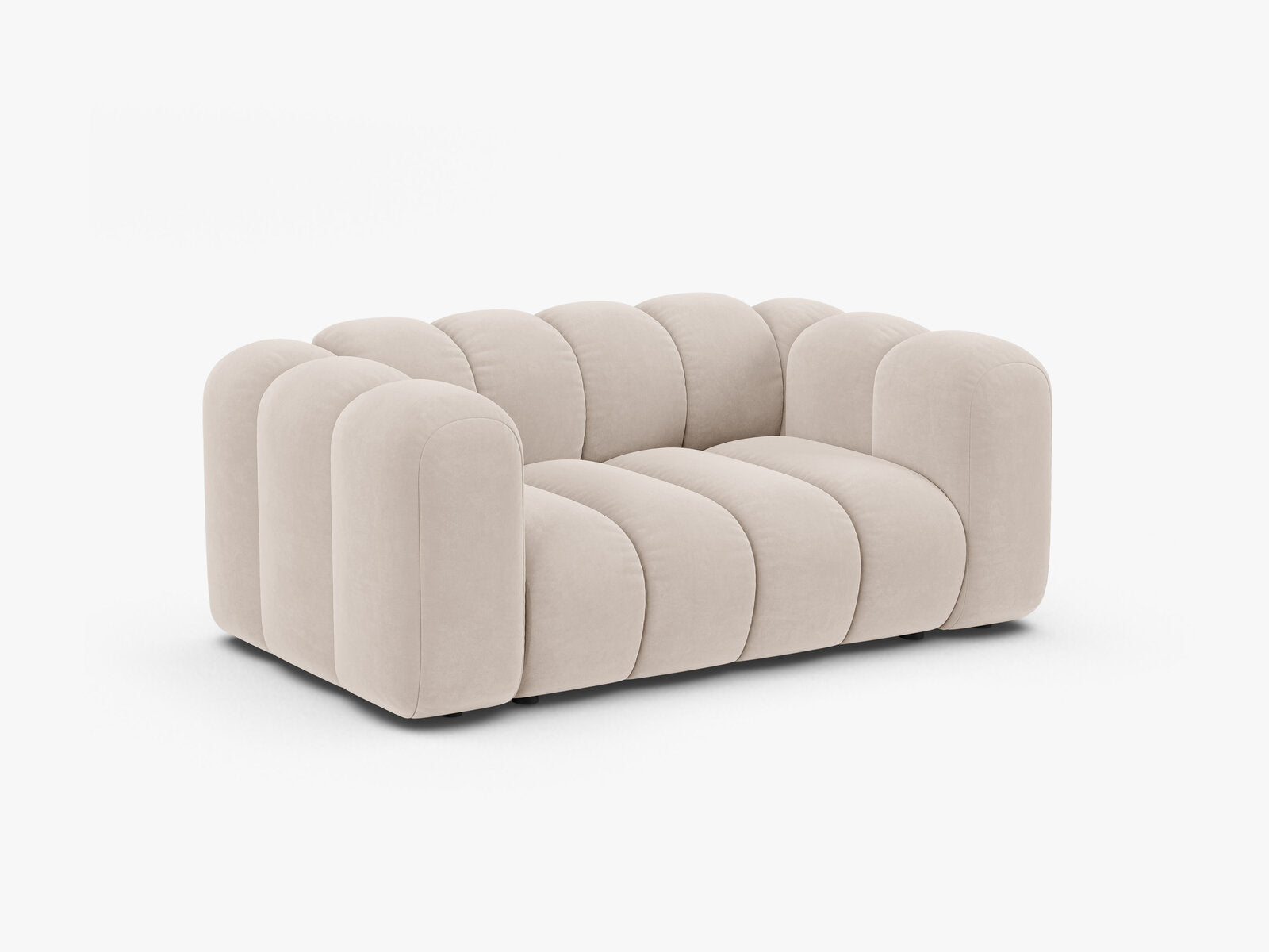 Micadoni Sofa Lupine 2-Sitzer kleine Version Samt Venus Helles Beige
