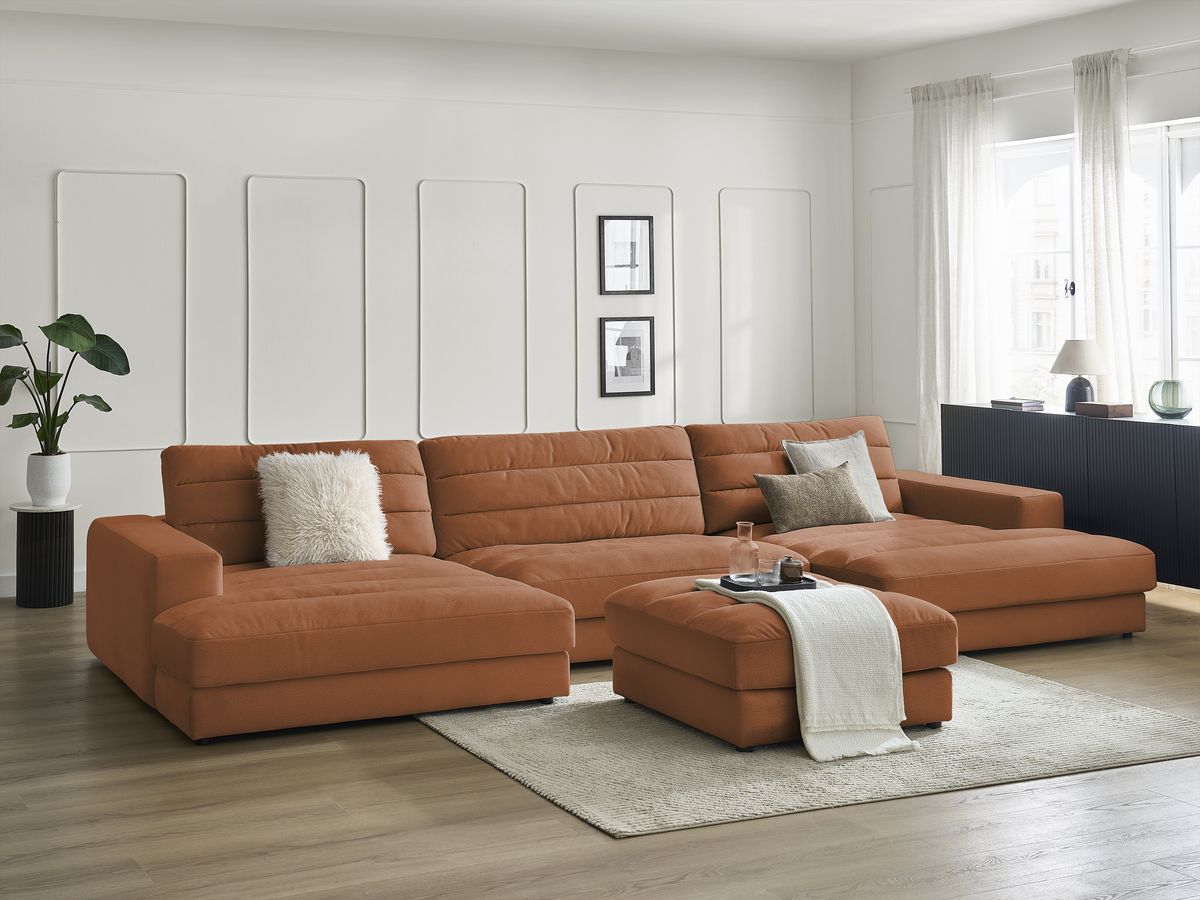 Bobochic Sierra Wohnlandschaft mit Pouf Samt Orange