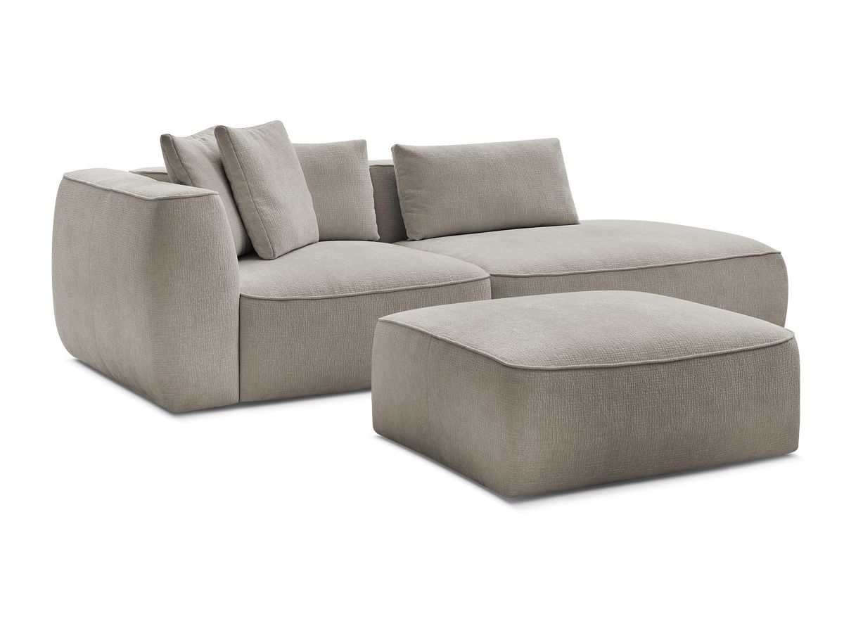 Bobochic Leopold Sofa 4-Sitzer mit Pouf Strukturstoff Taupe Armlehne links