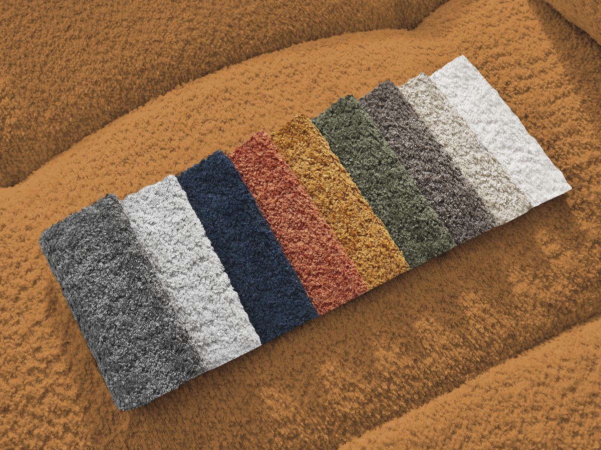 Bobochic Roxelane Ecksofa mit Schlaffunktion und Bettkasten 258 × 150 cm Bouclé-Stoff Gelb Ecke links