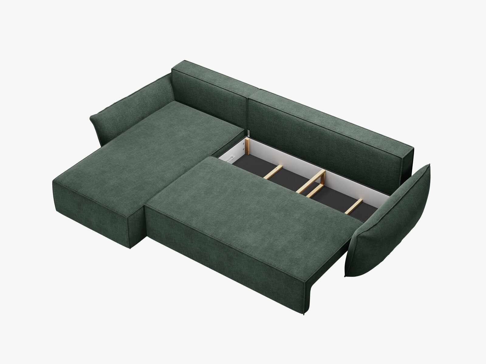 Micadoni Kaelle Ecksofa mit Bettfunktion und Stauraum Links Chenille Over The Horizon Flaschengrün