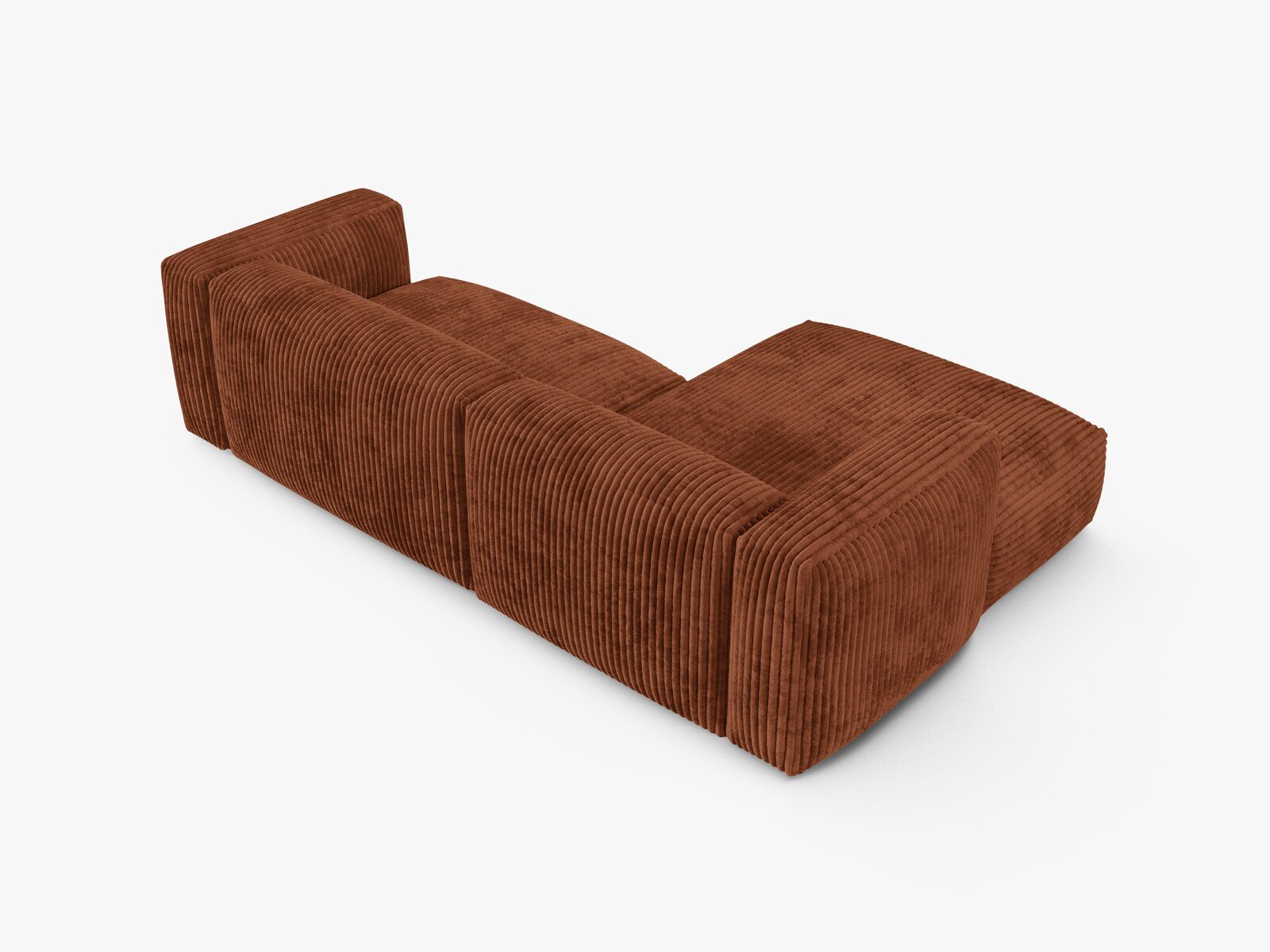 Micadoni Ecksofa Martina 2-Sitzer 90cm Sitztiefe Links Kord Tilia Ziegel