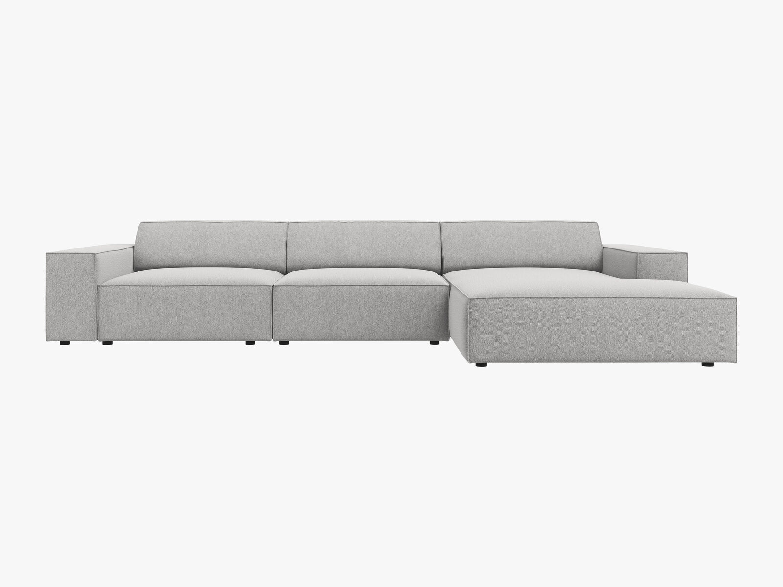 Micadoni Ecksofa Jodie 4-Sitzer Rechts Strukturierter Stoff Megan Hellgrau