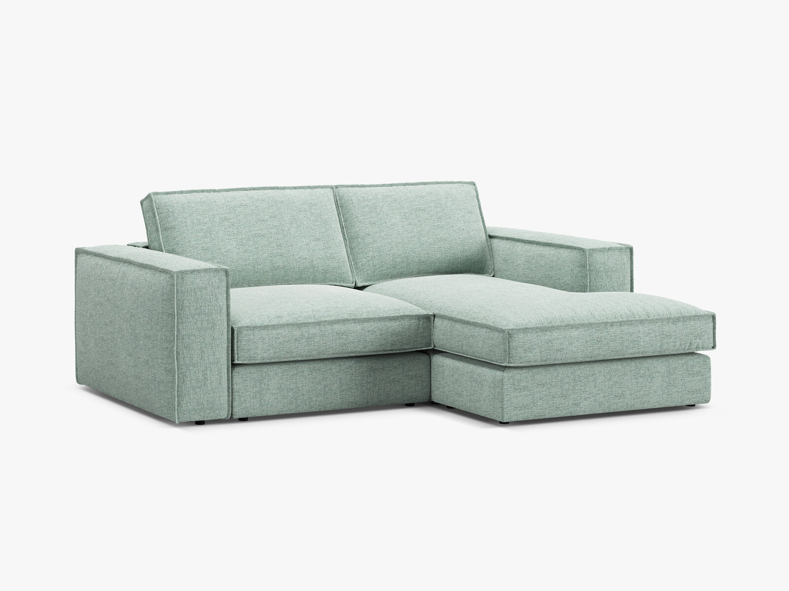 Micadoni modulares Ecksofa Pola 2-Sitzer kleine Version Rechts Strukturierter Stoff Babel Minze