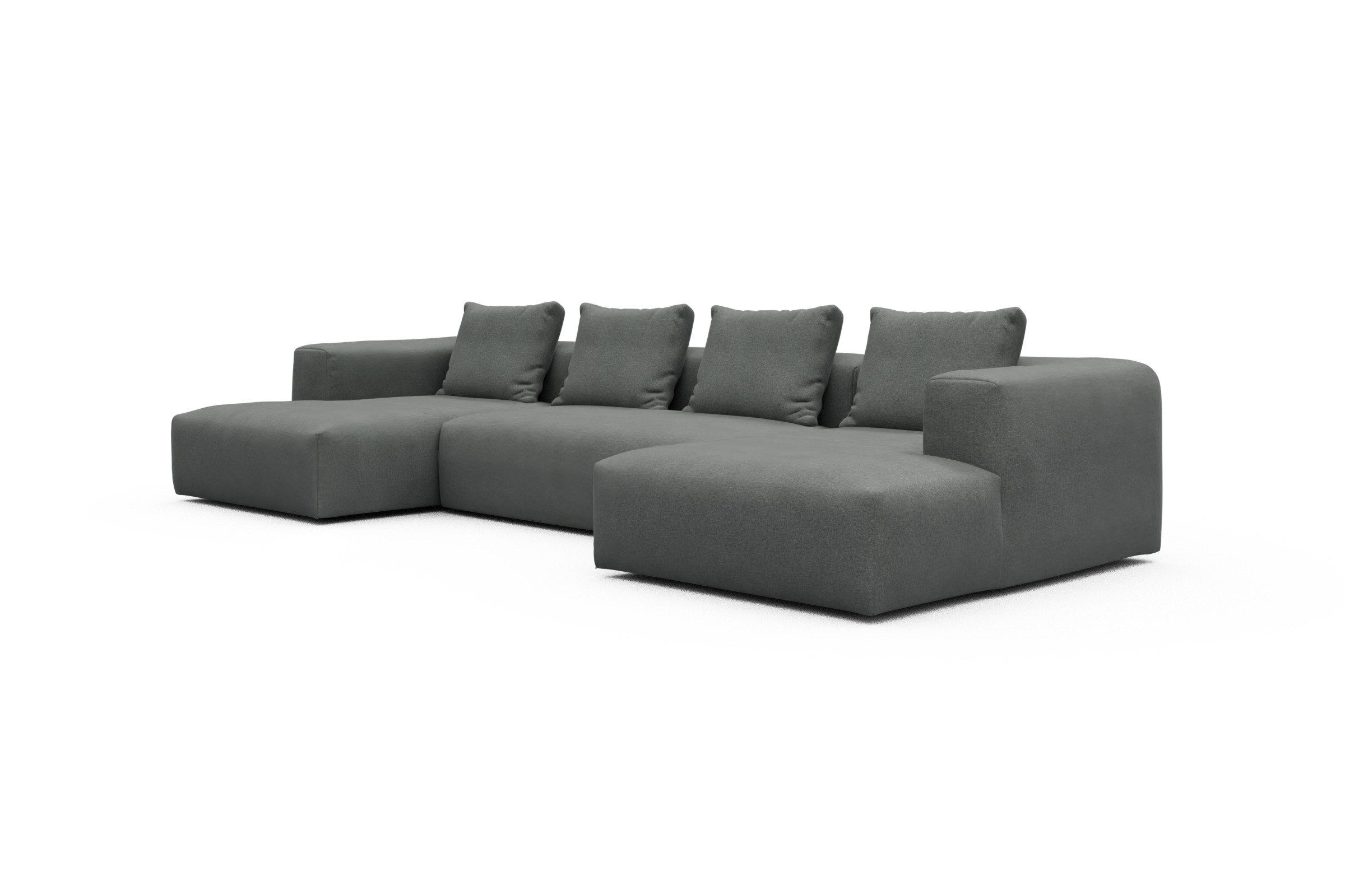 Wohnlandschaft Fred mit 2-Sitzer und Chaiselongue beidseitig Satya-Steel