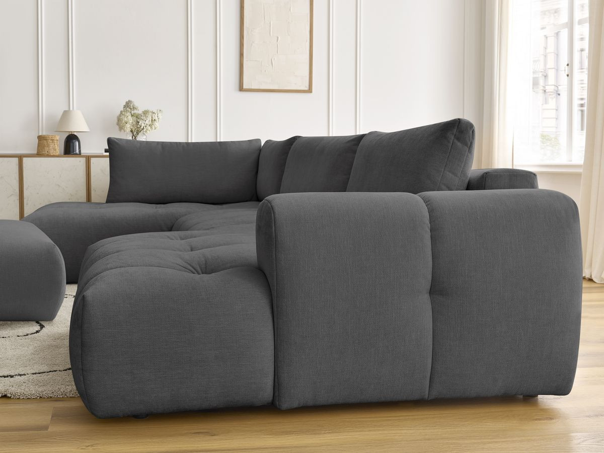 Bobochic Fuji Wohnlandschaft mit Pouf Stoff Dunkelgrau Ecke rechts