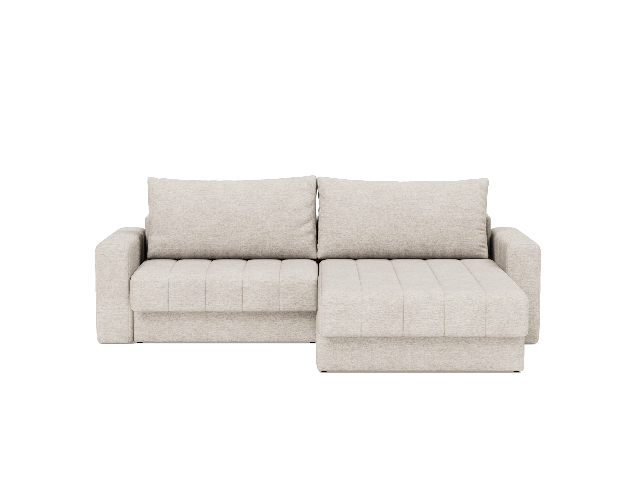 Schlafsofa Akello mit Chaiselongue und Armlehnen Chenille Yuveno 470-Natural