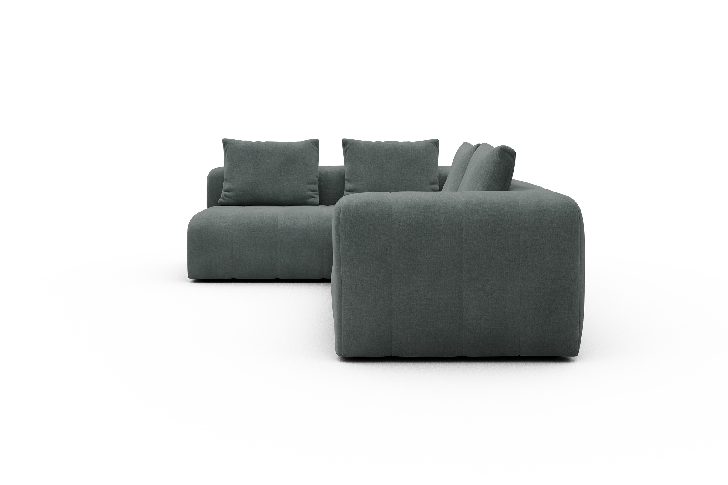 Ecksofa Hugo 2x 2,5-Sitzer Armlehne rechts Smooth-Silver-Grey