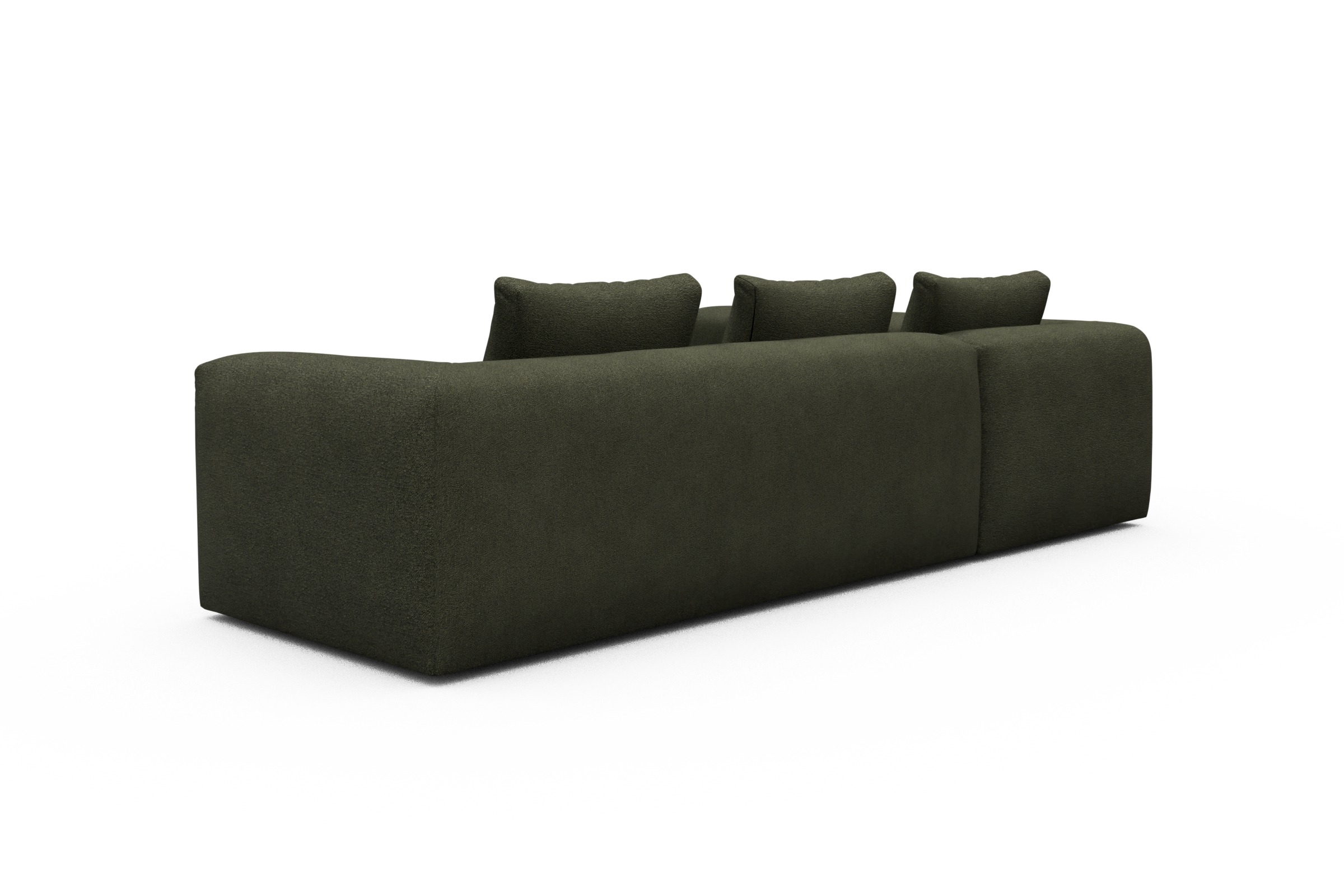 Ecksofa Fred 2x 2,5-Sitzer links offen Boucle-Forest-Green