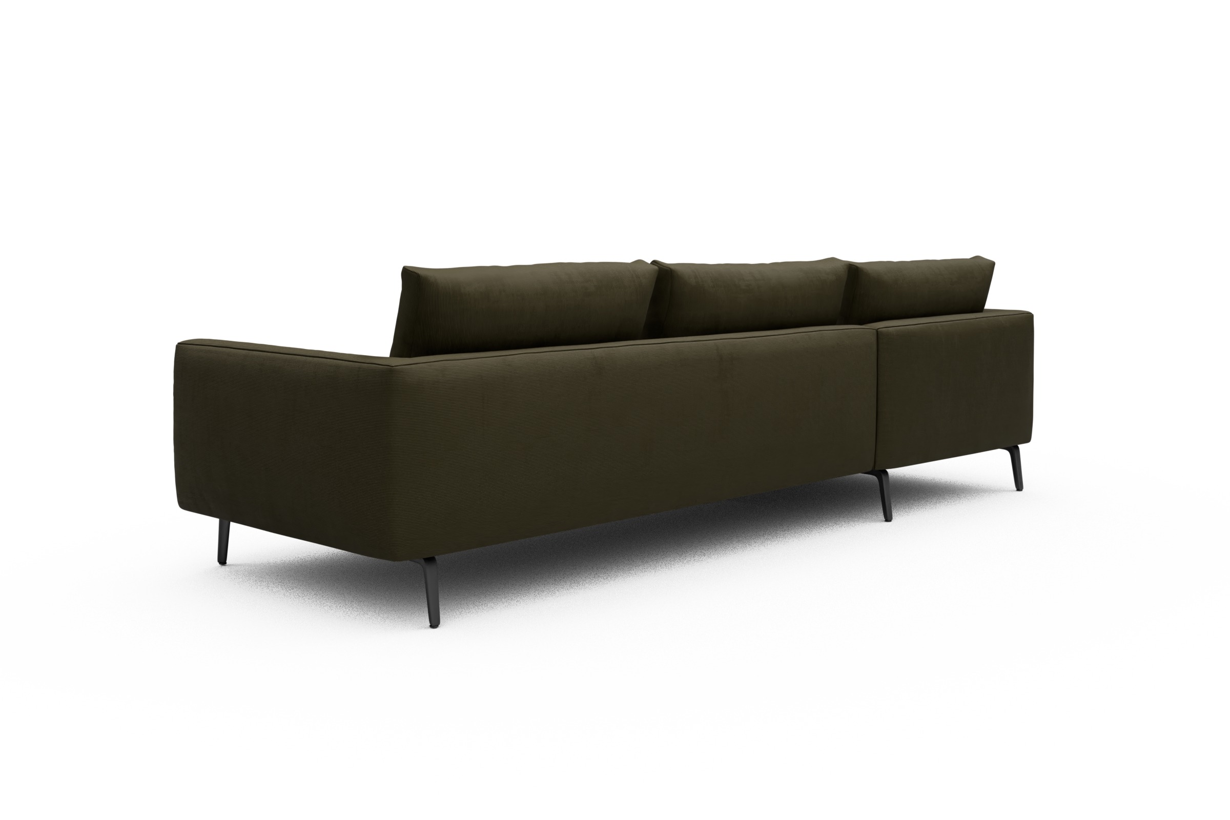 Ecksofa Karl Chaiselongue links mit 2,5-Sitzer Cordufine-Pine-Green