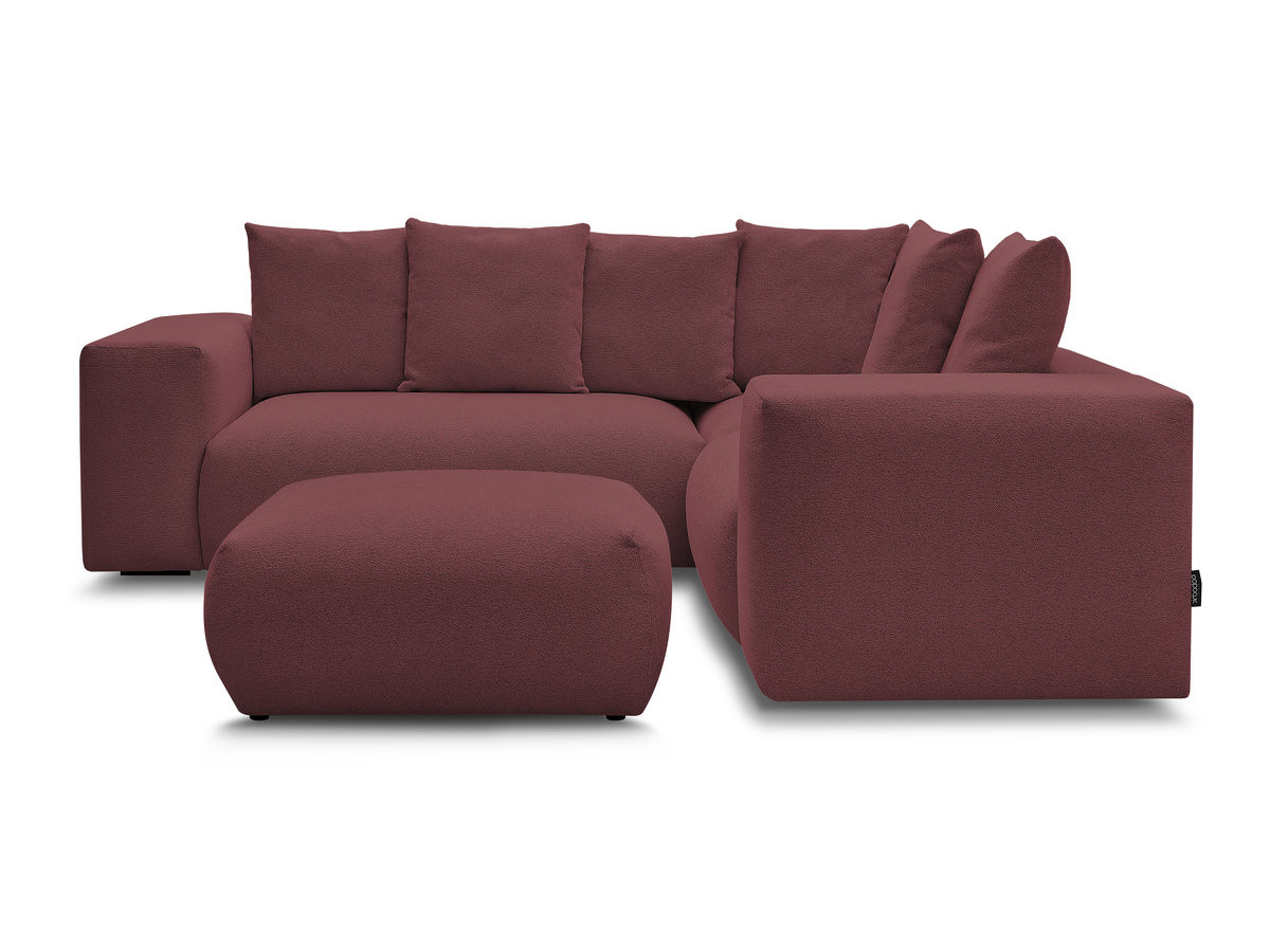 Bobochic Voltaire Ecksofa mit Pouf 268 × 214 cm Melange-Stoff Rot Ecke rechts
