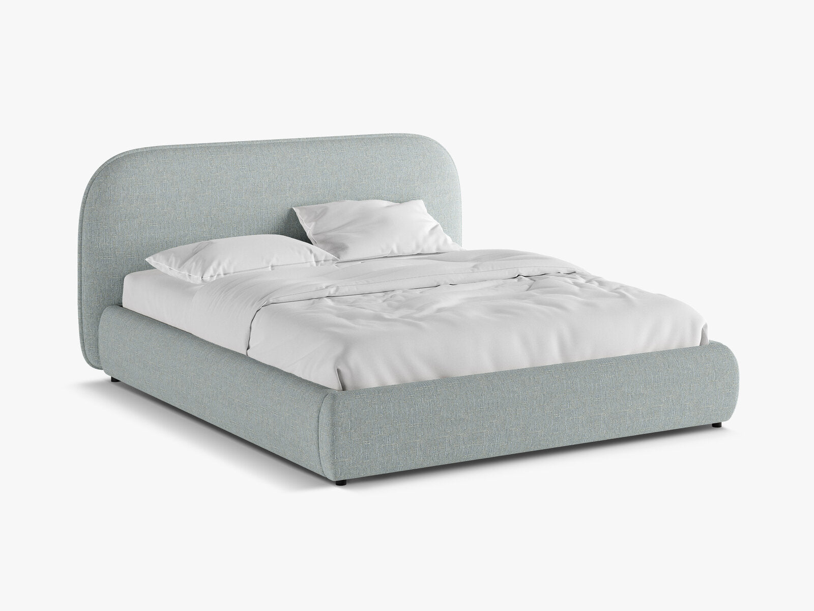 Micadoni Murada Bett mit Kopfteil Chenille Tracy Satinblau 180x200