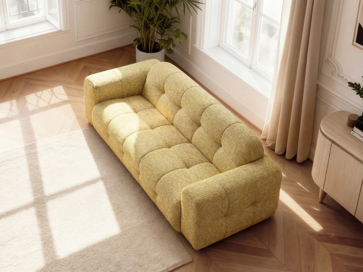 Bobochic Laura Sofa 3-Sitzer Melange-Stoff Gelb
