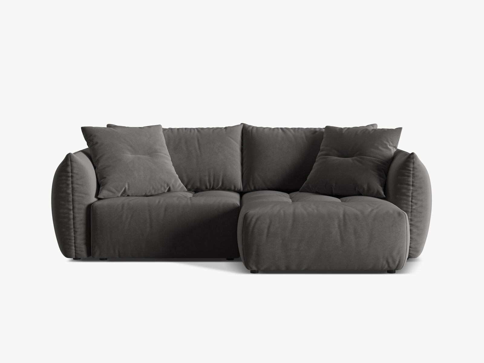 Micadoni Bloom Ecksofa 3-Sitzer mit Schlaffunktion Rechts Samt Casino Dunkelgrau