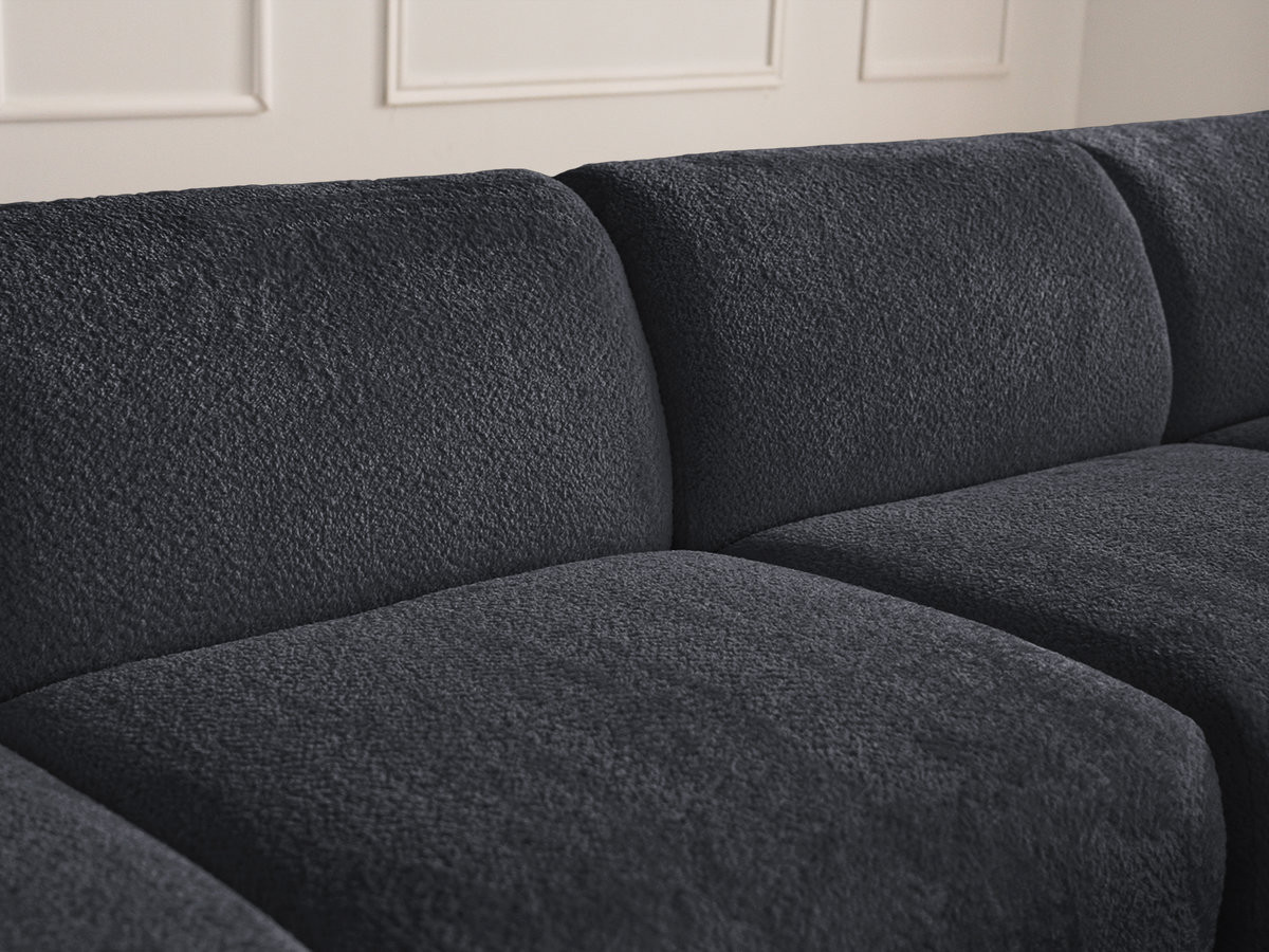 Bobochic Anda Wohnlandschaft mit Pouf 396 × 357 cm Chenille Schwarz Ecke rechts