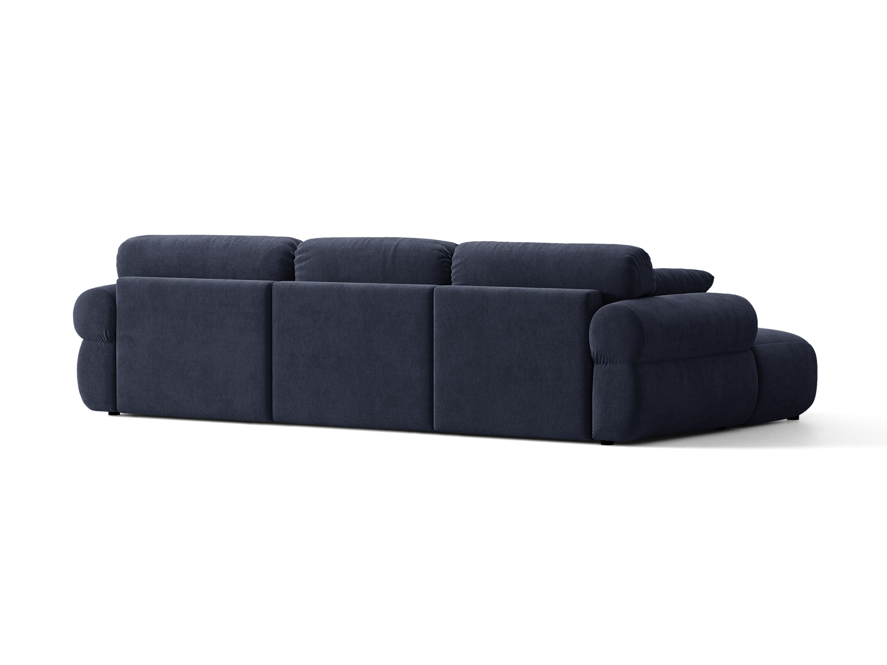 Micadoni Ophelia Ecksofa 6-Sitzer Strukturierter Stoff Liberty Marineblau Links