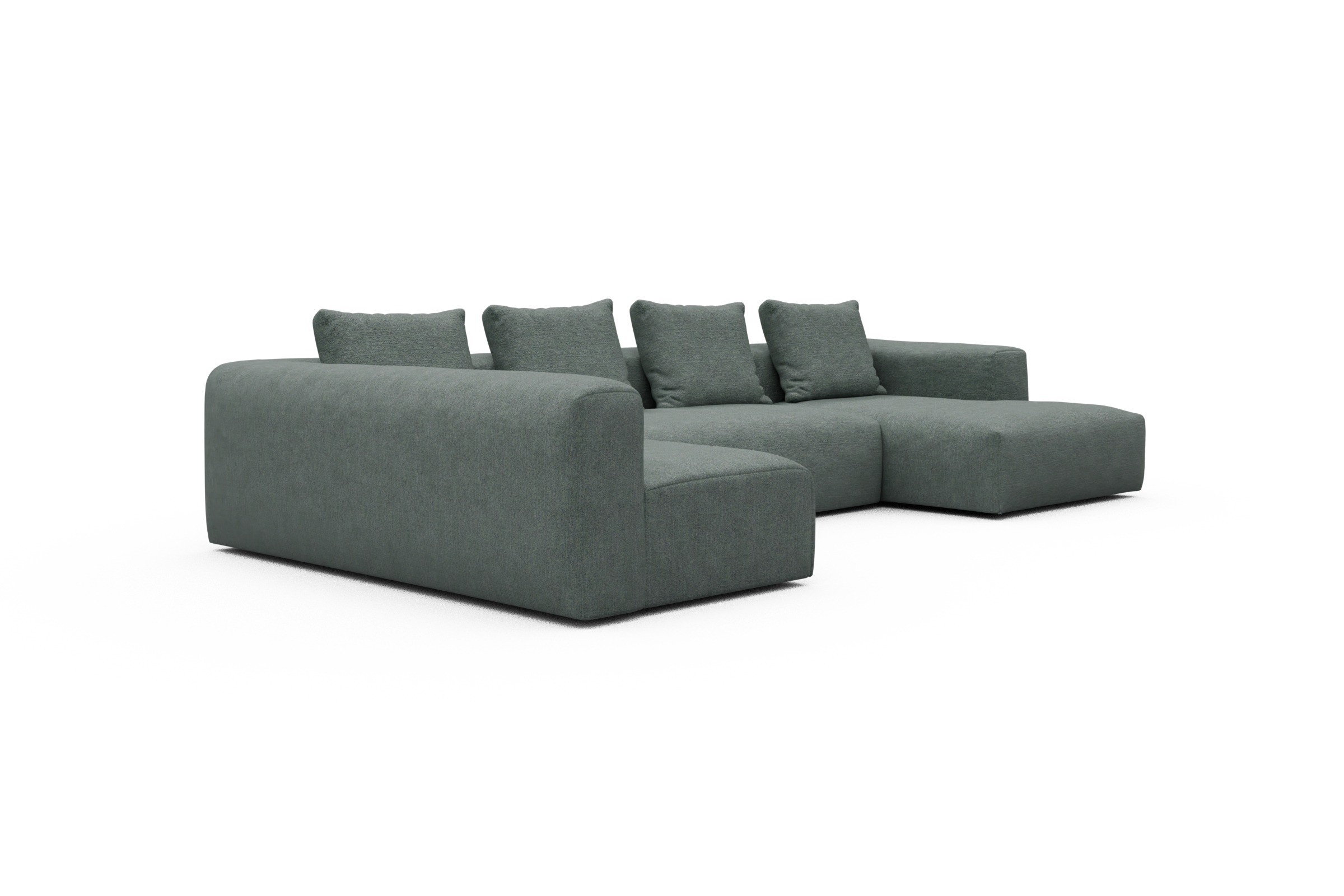 Wohnlandschaft Fred Chaiselongue rechts mit 2-Sitzer und lange Armlehne links Carreno-Ice-Blue