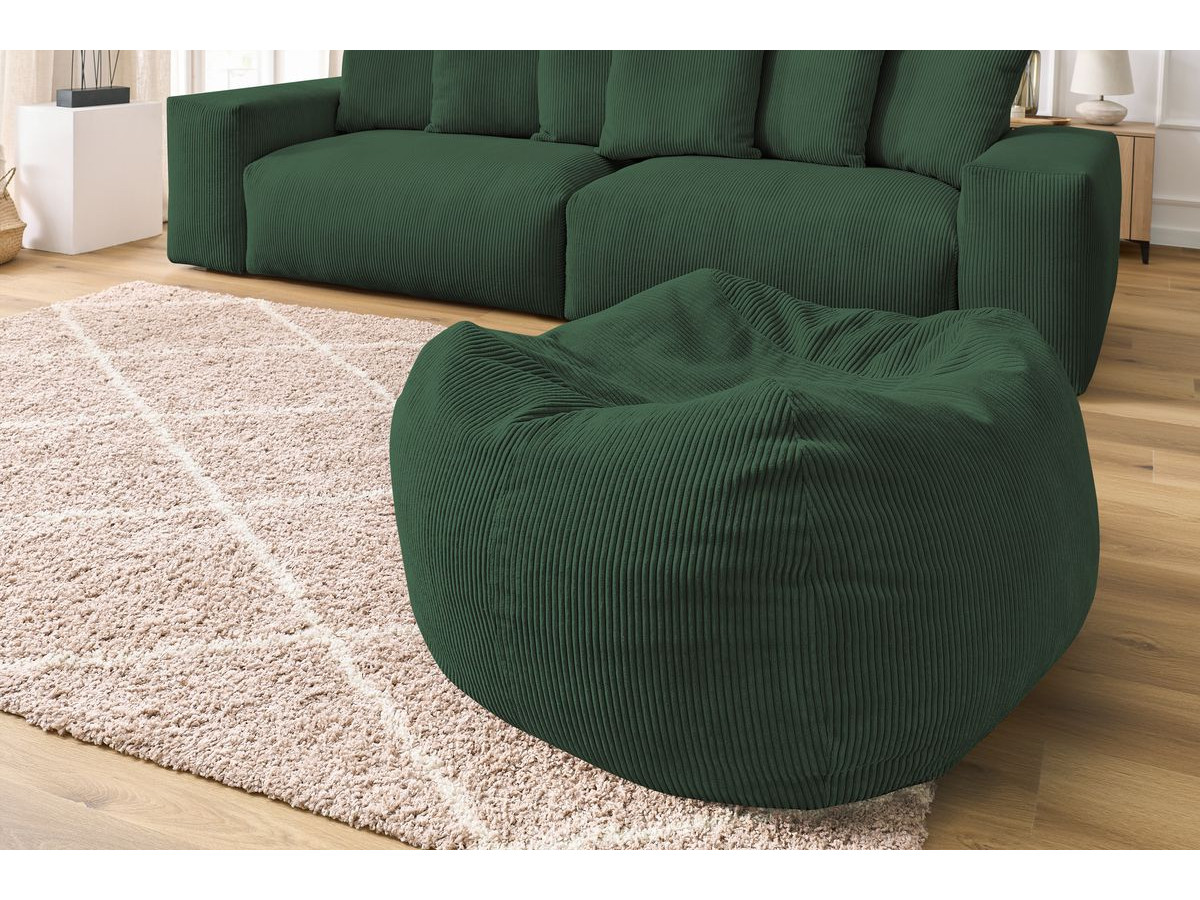 Bobochic Voltaire Sofa 5-Sitzer mit Pouf Cordsamt Grün