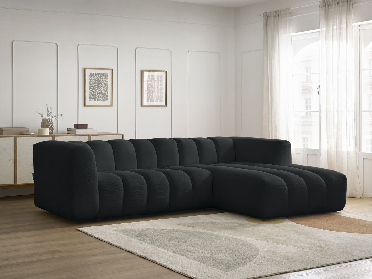 Bobochic Talia Ecksofa Melange-Stoff Schwarz Ecke rechts