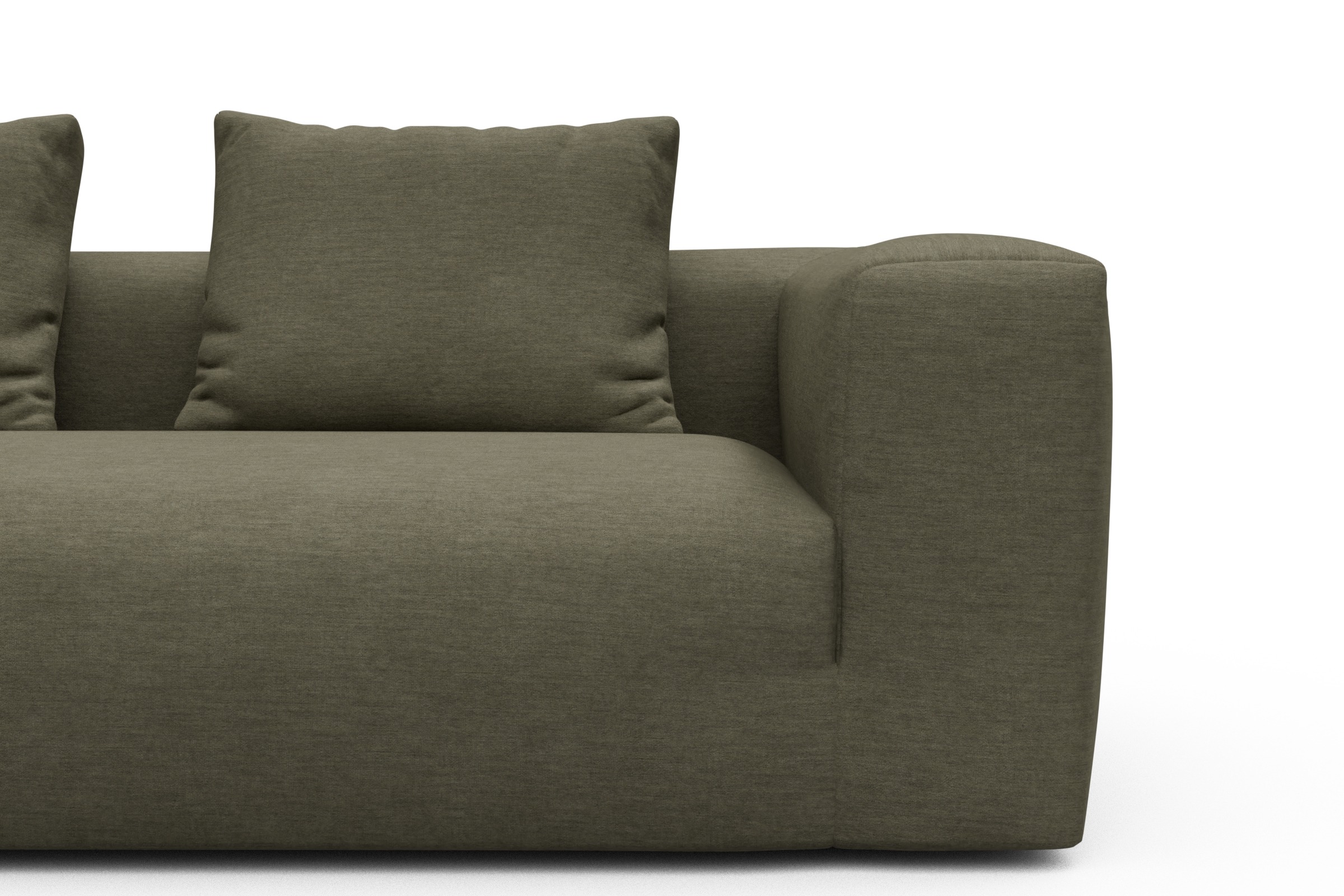 Wohnlandschaft Fred mit 2-Sitzer und Chaiselongue beidseitig Vivus-Dusty-Olive