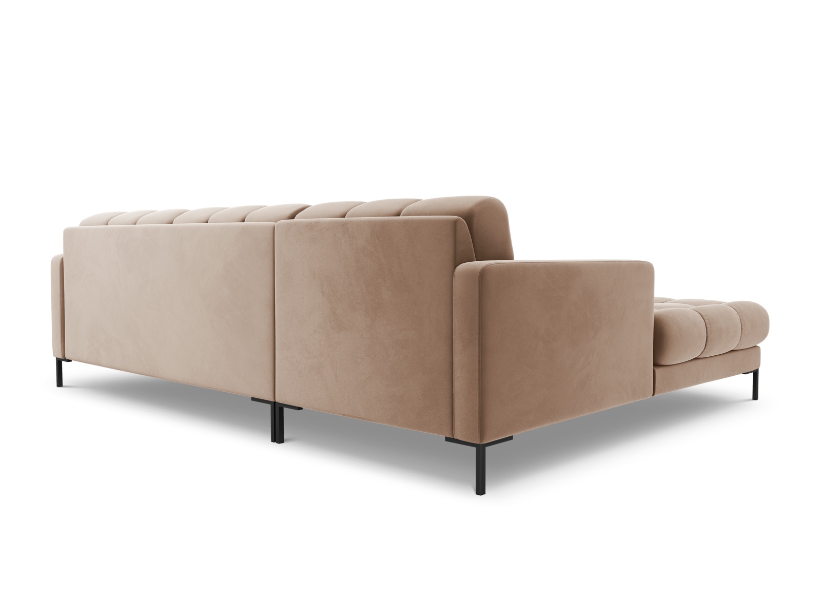 Cosmopolitan Design Ecksofa Bali 5-Sitzer Samt Bluvel Beige Links Beine Schwarzes Metall