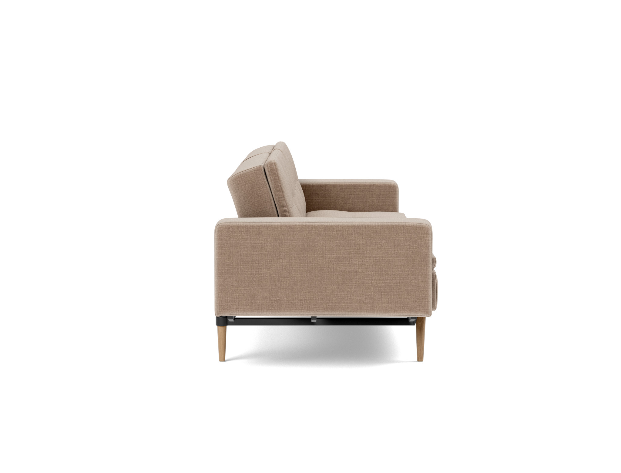 Schlafsofa Dublexo mit Armlehnen Chenille Esina 417-Mocha Beine Styletto Eiche hell