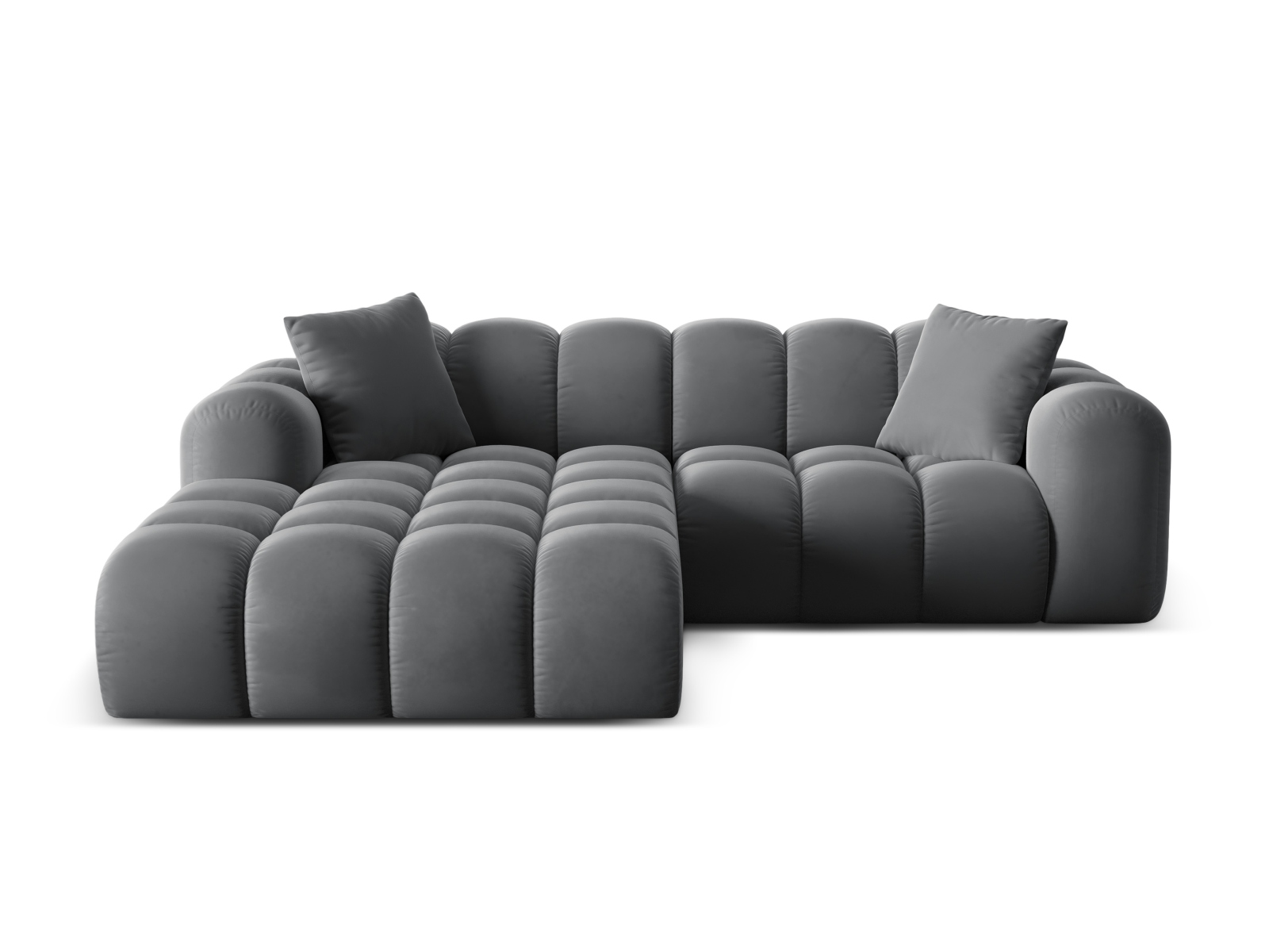 Cosmopolitan Design Ecksofa Treno 3-Sitzer Samt Bluvel Grau Links