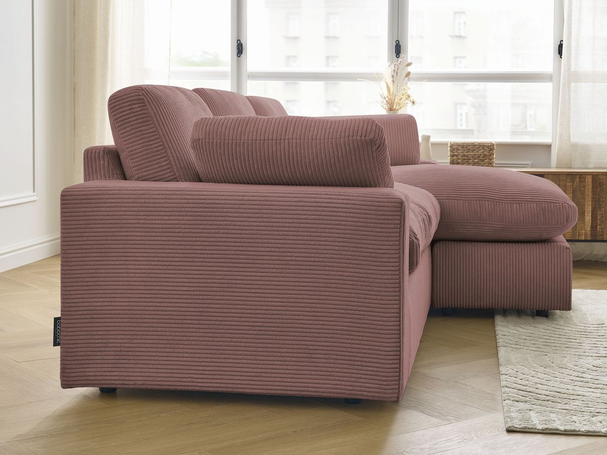 Bobochic Belair Ecksofa 220 × 139 cm Cordsamt Rosa