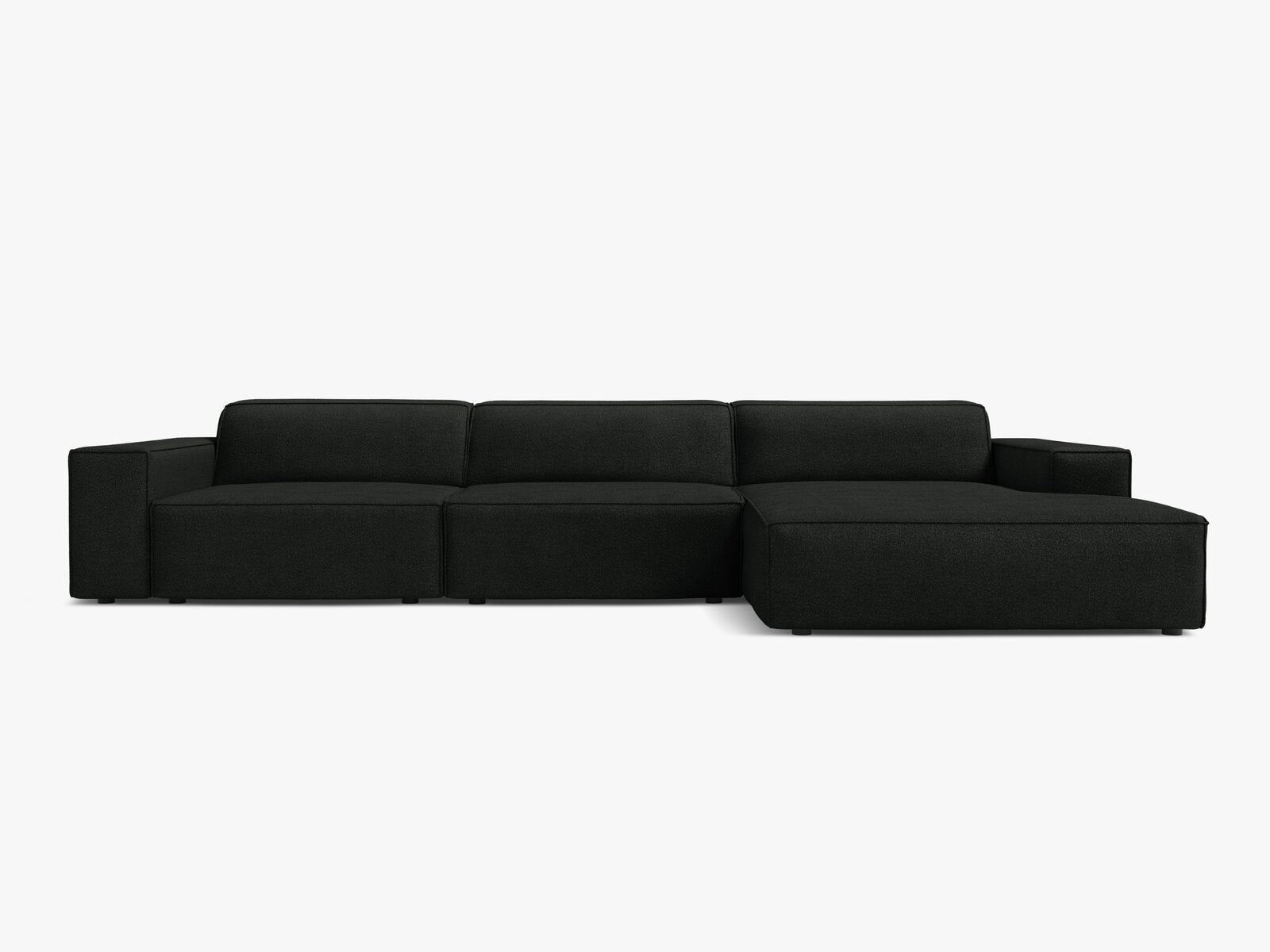 Micadoni Ecksofa Jodie 4-Sitzer Rechts Boucle Baloo Schwarz