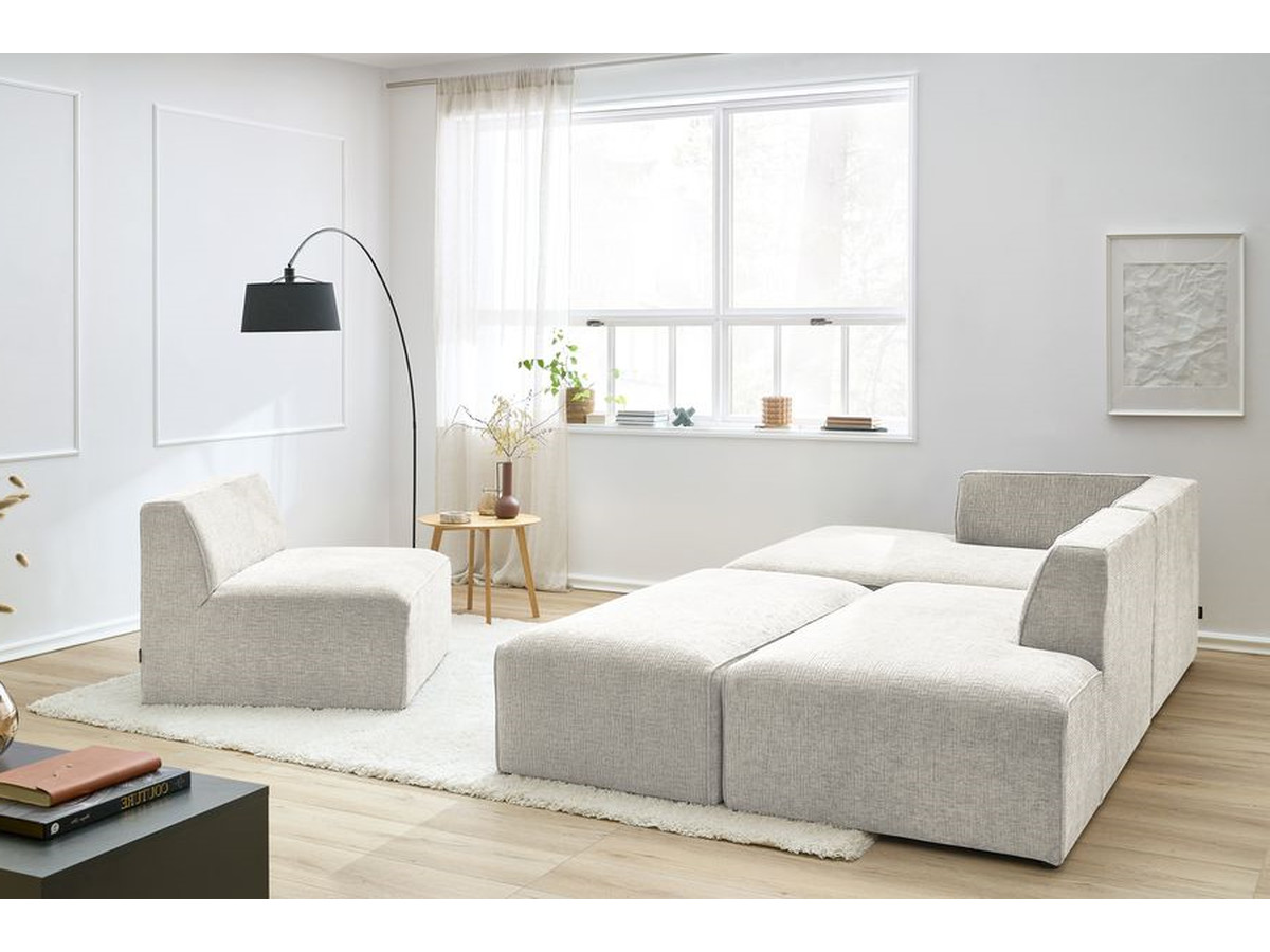 Bobochic Megeve Ecksofa mit Pouf Strukturstoff Beige Ecke links