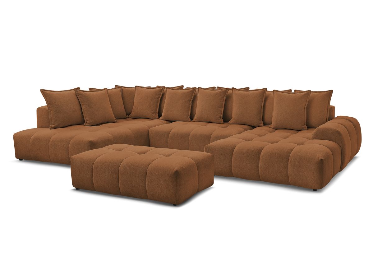 Bobochic Everest Wohnlandschaft mit Pouf, 14 Kissen Melange-Stoff Orange Ecke rechts