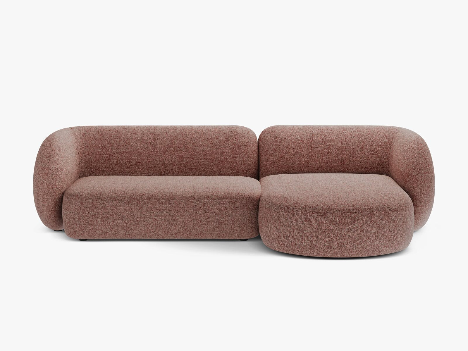 Micadoni Ecksofa Kate 3-Sitzer Rechts Strukturierter Stoff Puente Rosa Melange