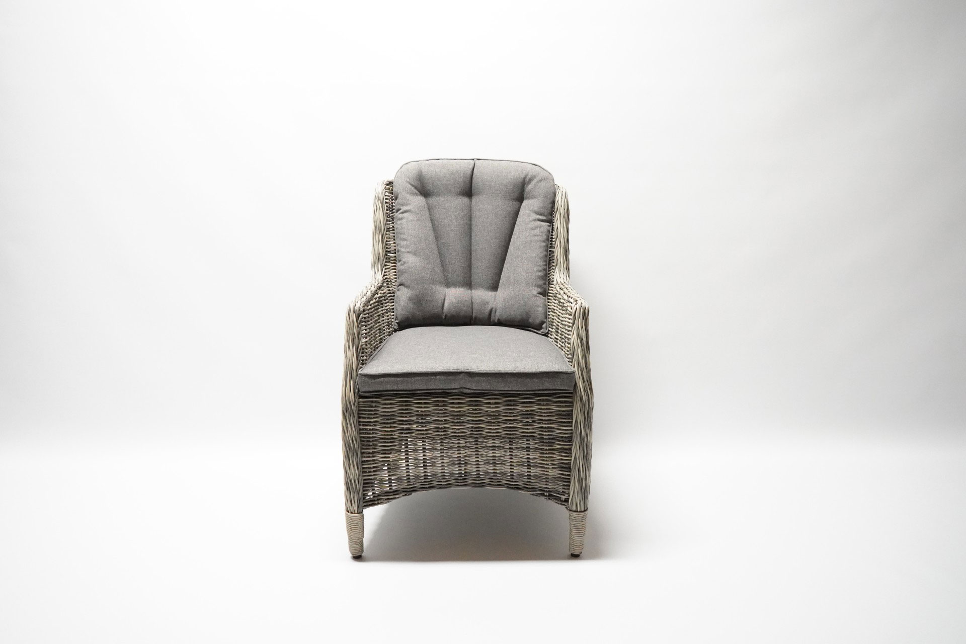 Gartensessel Set Miranda - 2er Set Polyrattan Grey Mix mit grauen Sitzkissen