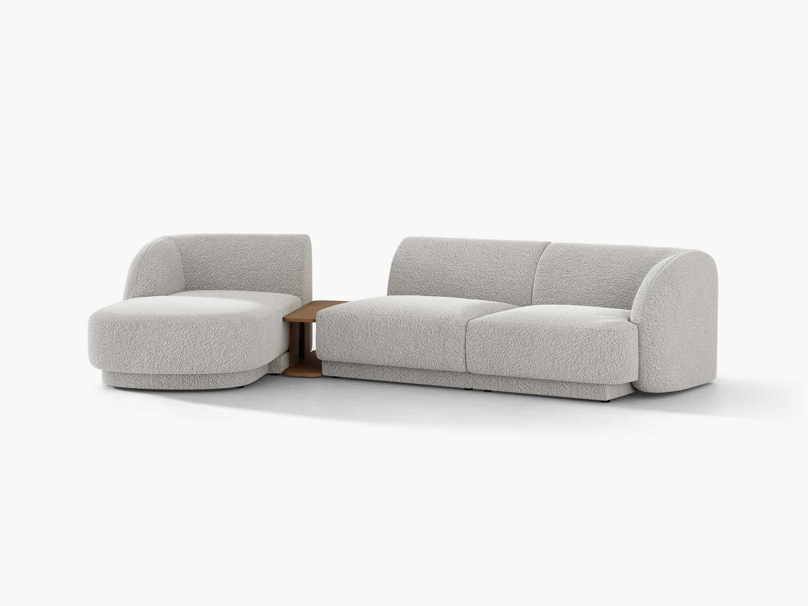 Micadoni Modulares Sofa Miley mit Recamiere 3-Sitzer Links Boucle Baloo Hellgrau