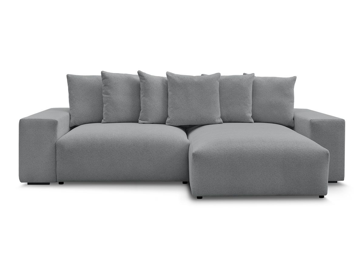 Bobochic Voltaire Ecksofa mit Schlaffunktion und Bettkasten Melange-Stoff Dunkelgrau