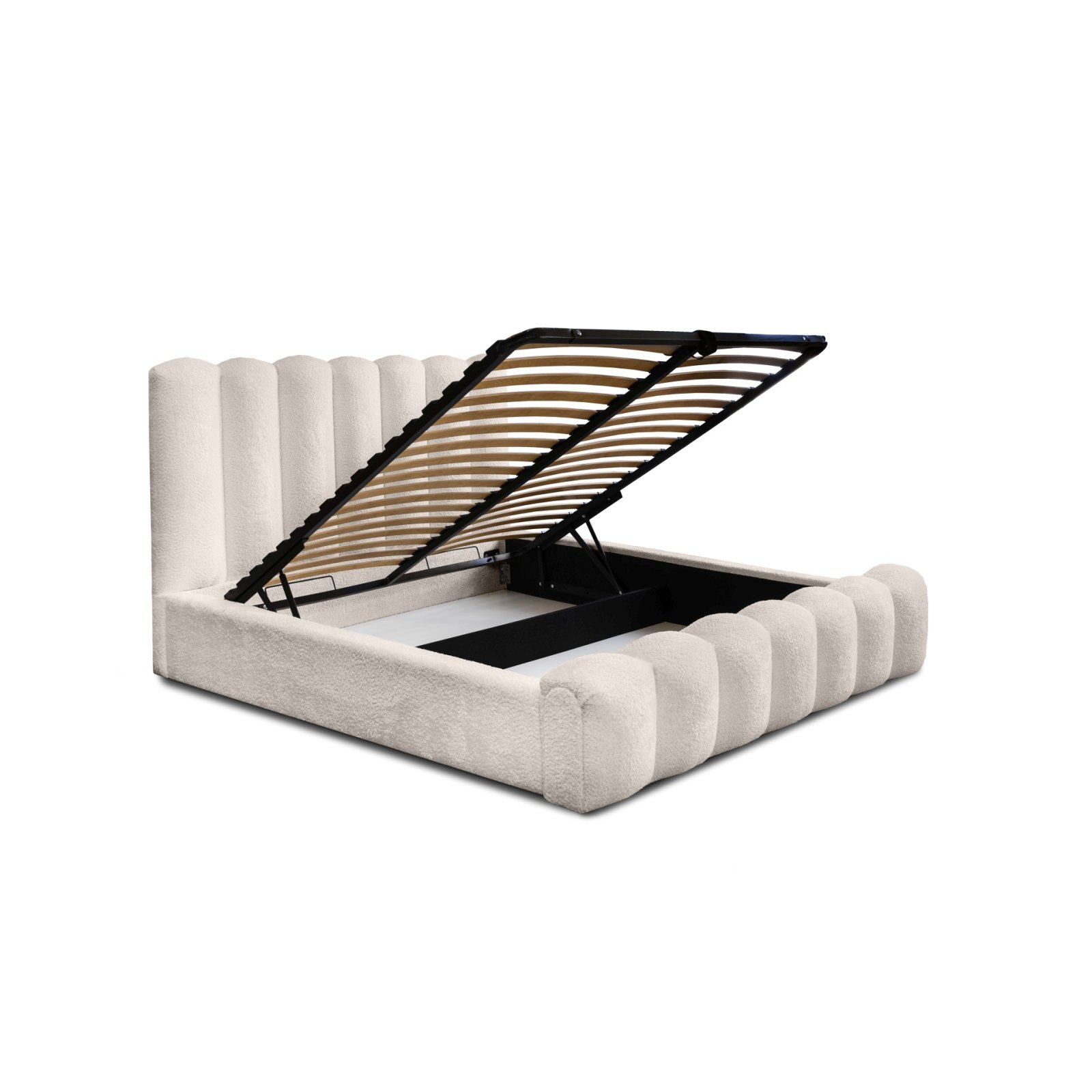 Polsterbett Laro Boucle 160x200 mit Metallrahmen Euphoria 02 Cream