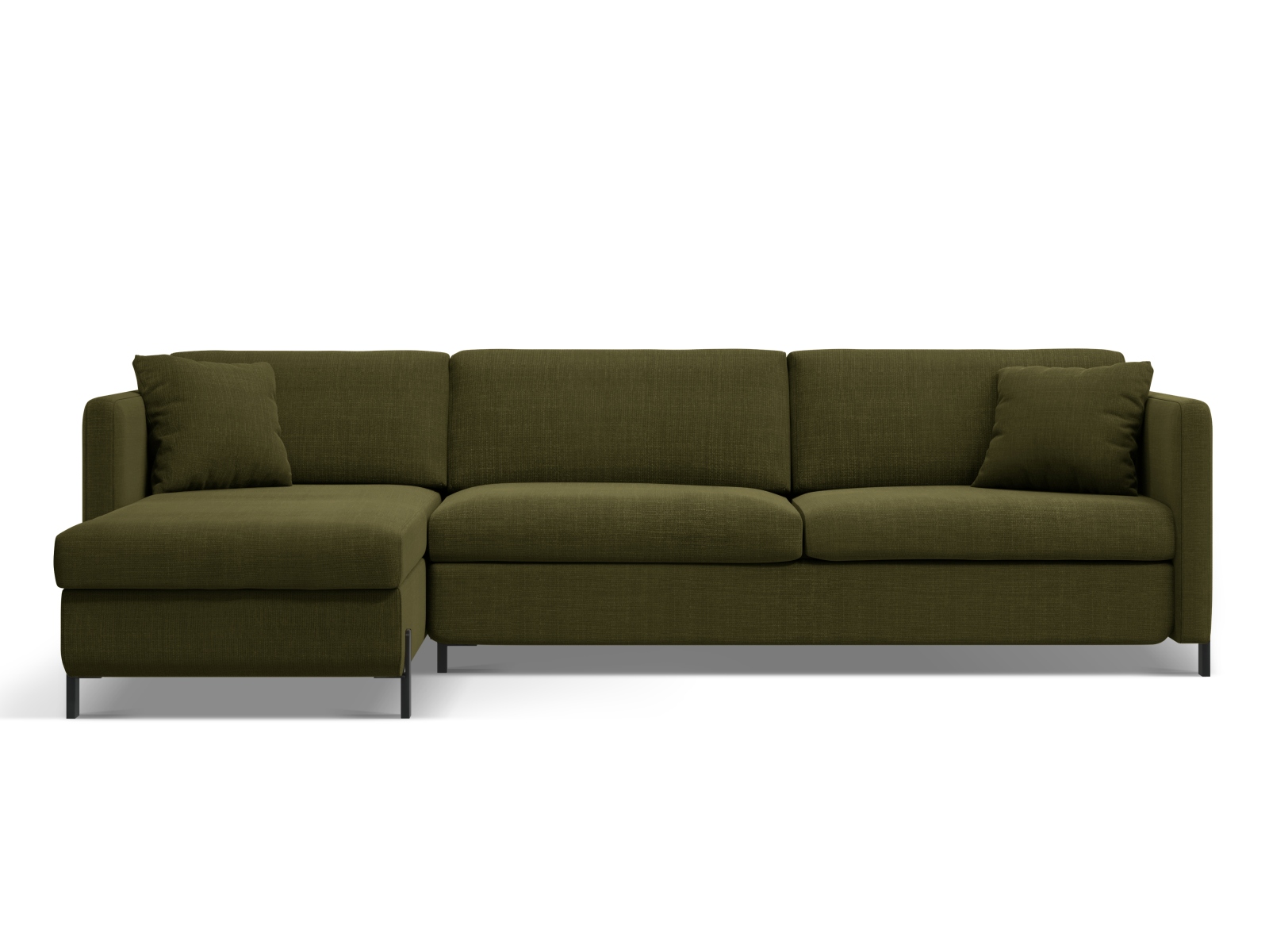 Micadoni Schlaf-Ecksofa Gloria 5-Sitzer Links Strukturierter Stoff Grün 205x160