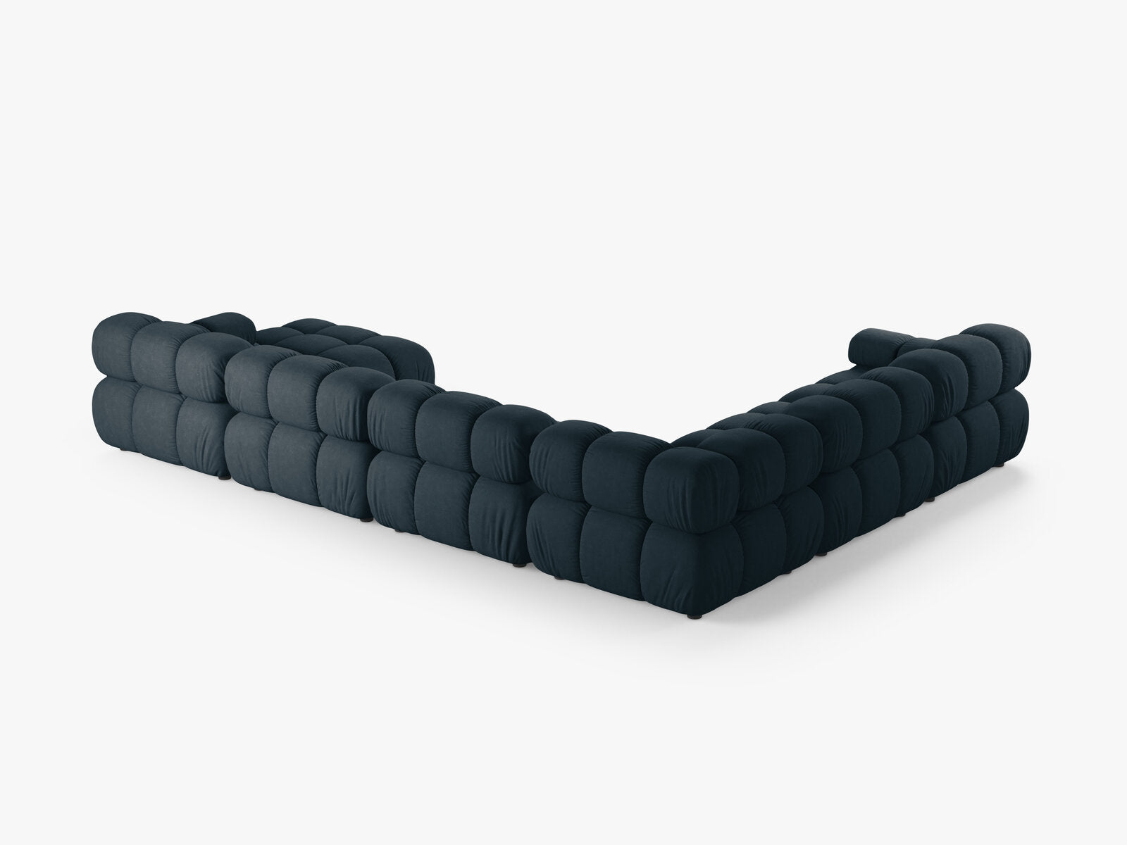 Micadoni Modulares Panorama Ecksofa Bellis 8-Sitzer Links Strukturierter Stoff Liberty Dunkel Petrol