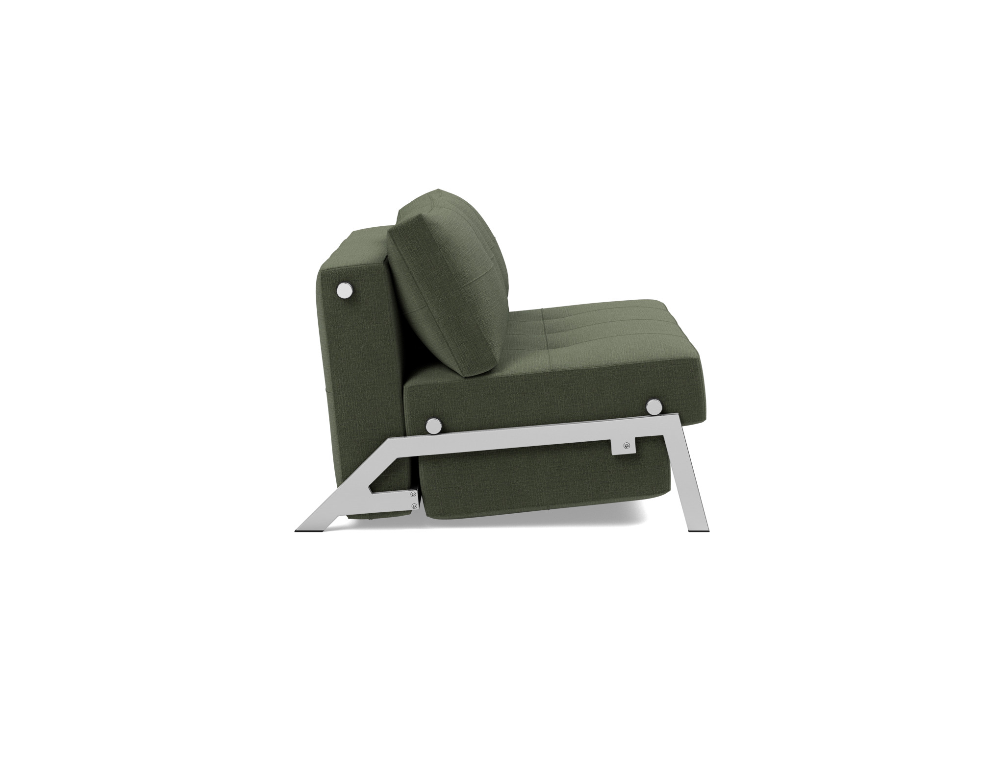 Schlafsofa Cubed 140 Chenille Esina 413-Olive-Green Beine Chrom